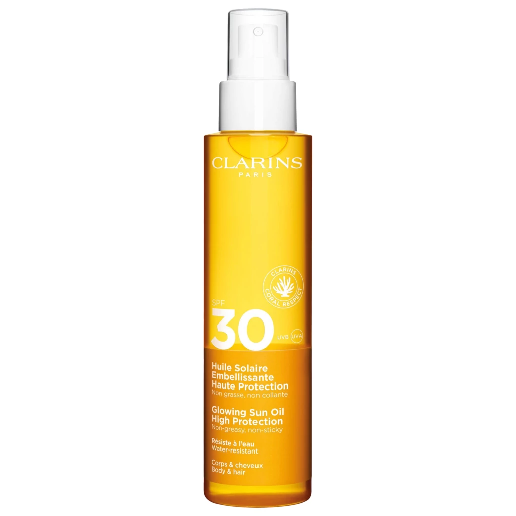 Clarins - Glowing Sun Oil High Protection SPF30 Body & Hair 150 ml på Skincity.com